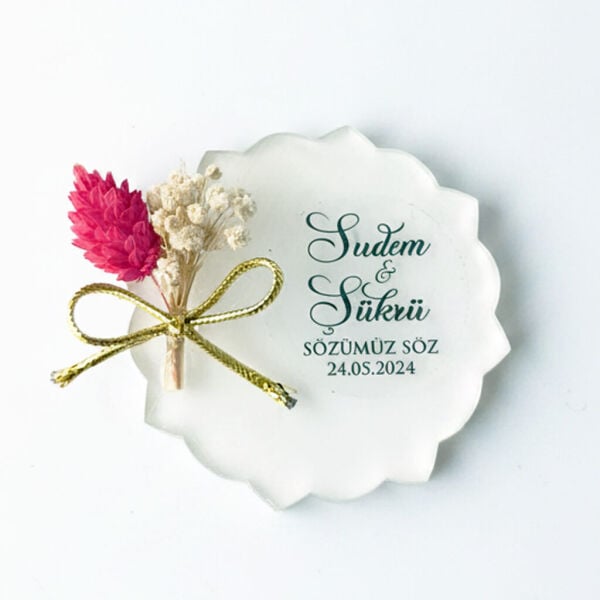 Nikah Şekeri Hediyeliği Nks-337 Çiçek Kesim Pleksi Magnet