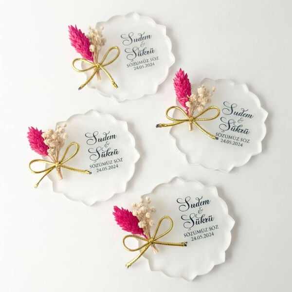 Nikah Şekeri Hediyeliği Nks-337 Çiçek Kesim Pleksi Magnet