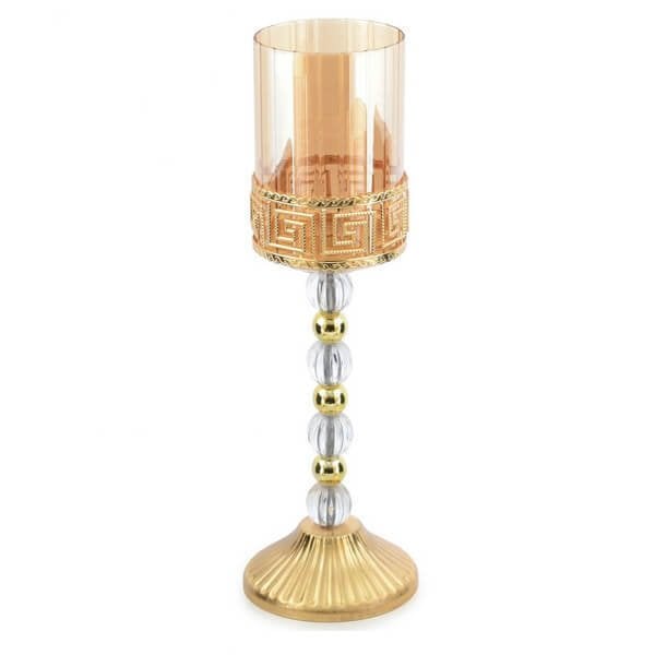 Şamdan Smd-03 | Versace Desenli Tekli Şamdan Dekoratif Mumluk Gold