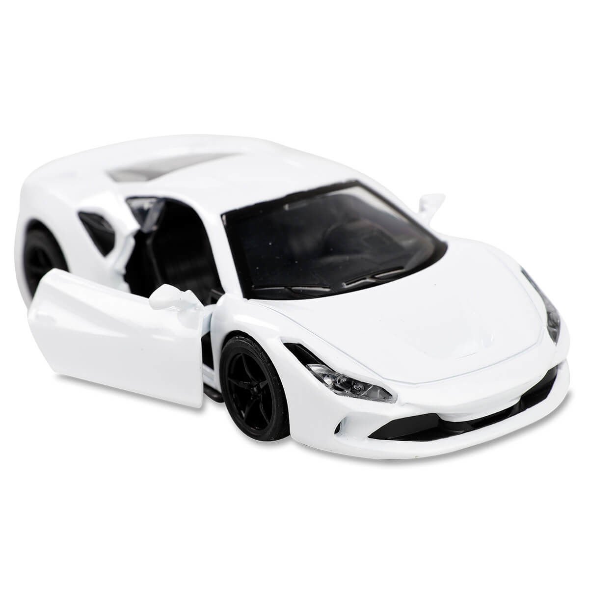 Metal Çek Bırak Açılır Kapılı Sesli ve Işıklı Oyuncak Spor Araba CNM-6636-68 Beyaz
