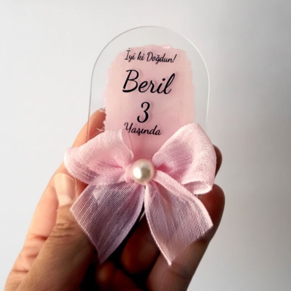 Bebek Şekeri Hediyeliği Nks-328P Pembe Boyalı Pencere Modeli Şeffaf Pleksi Magnet