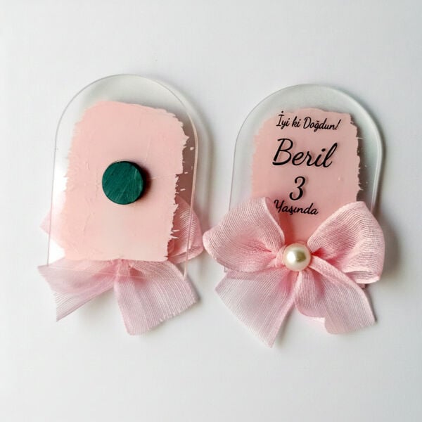 Bebek Şekeri Hediyeliği Nks-328P Pembe Boyalı Pencere Modeli Şeffaf Pleksi Magnet