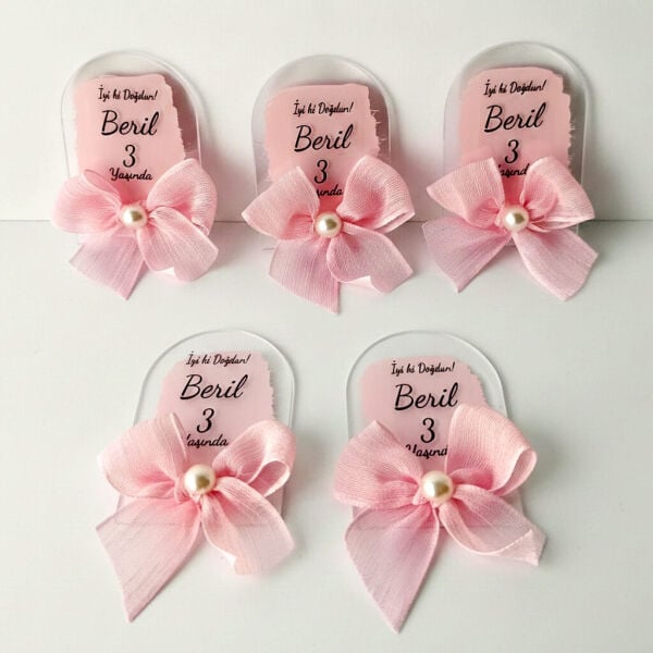 Bebek Şekeri Hediyeliği Nks-328P Pembe Boyalı Pencere Modeli Şeffaf Pleksi Magnet