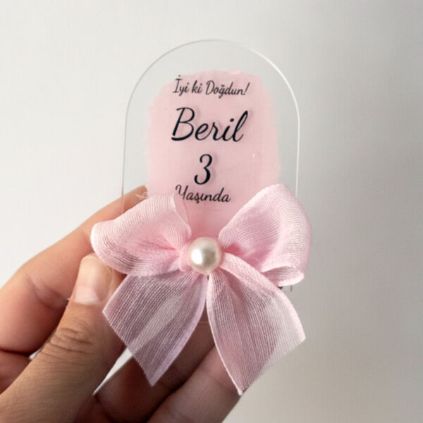 Bebek Şekeri Hediyeliği Nks-328P Pembe Boyalı Pencere Modeli Şeffaf Pleksi Magnet