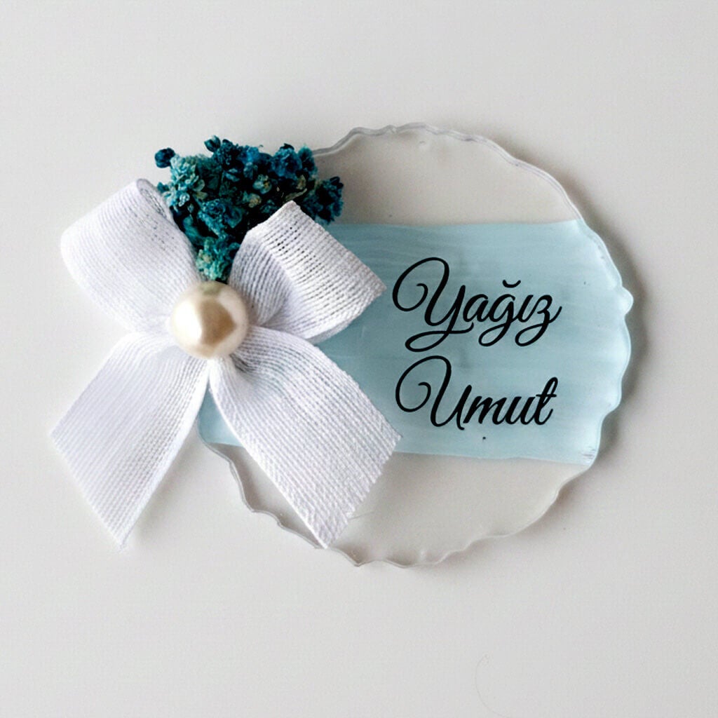Bebek Şekeri Hediyeliği Bebe-329M Tırtıklı Yuvarlak Şeffaf Pleksi Magnet