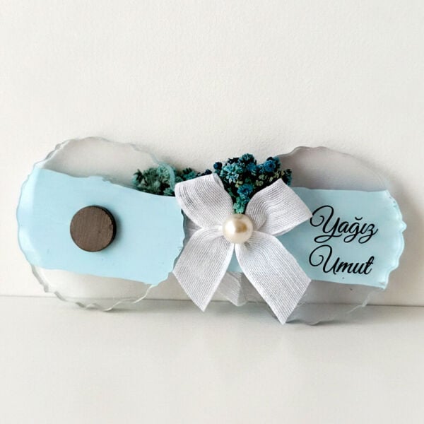 Bebek Şekeri Hediyeliği Bebe-329M Tırtıklı Yuvarlak Şeffaf Pleksi Magnet