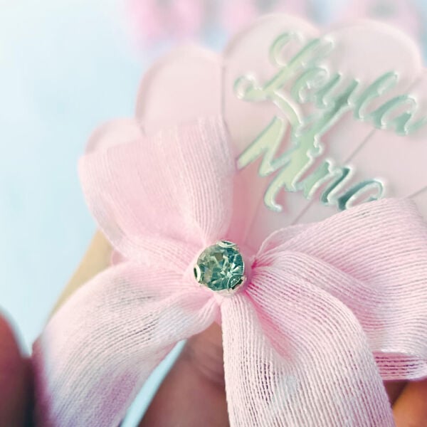 Bebek Şekeri Hediyeliği Bebe-330P Pembe Boyalı İstiridye Şeffaf Pleksi Magnet
