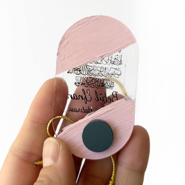 Bebek Şekeri Hediyeliği Bebe-333-2P Arkası Pembe Kristal Taşlı Elips Şeffaf Pleksi Magnet