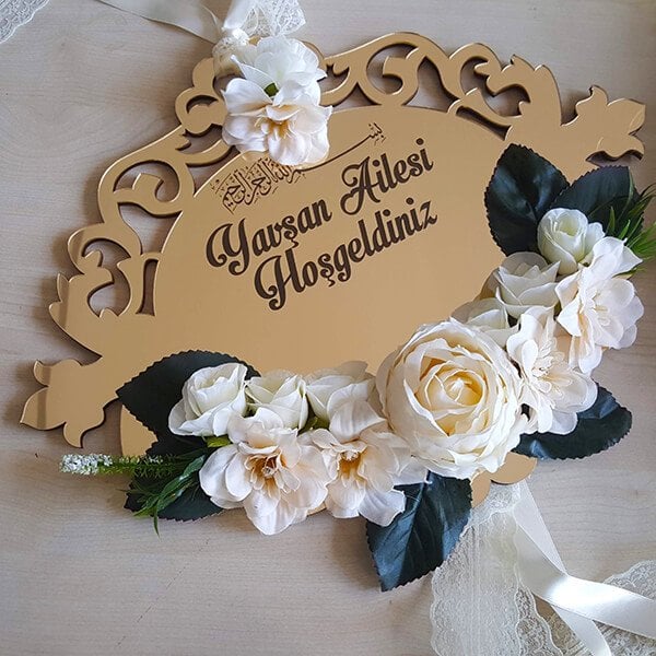 Kapı Süsü Kps-01 | Hoşgeldiniz Yazısı Karşılama Panosu Gold