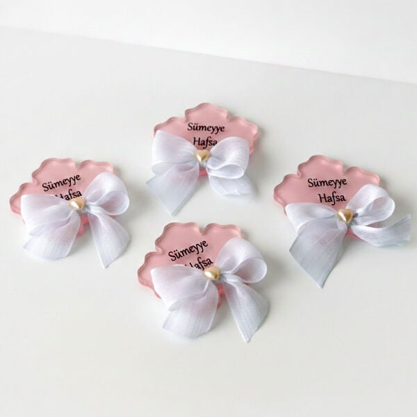 Bebek Şekeri Hediyeliği Bebe-334P Sakura Çiçeği Arkası Pembe Şeffaf Pleksi Magnet