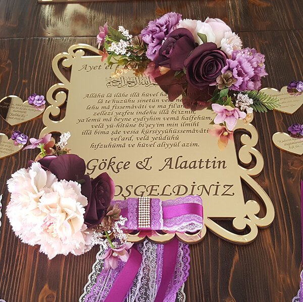 Kapı Süsü Kps-02 | Hoşgeldiniz Yazısı Diködörtgen Karşılama Panosu Gold