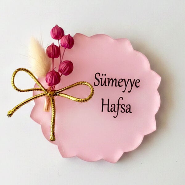 Bebek Şekeri Hediyeliği Bebe-337P Çiçek Kesim Pembe Pleksi Magnet