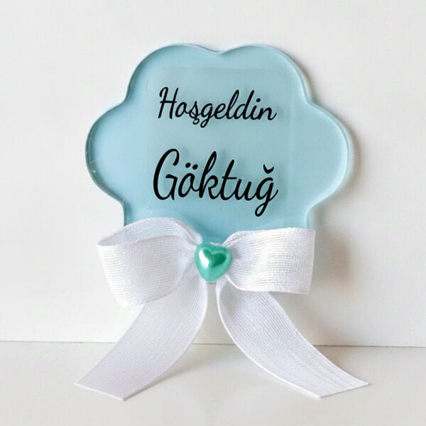 Bebek Şekeri Hediyeliği Bebe-343M Bulut Şeklinde Arkası Mavi Şeffaf Pleksi Magnet