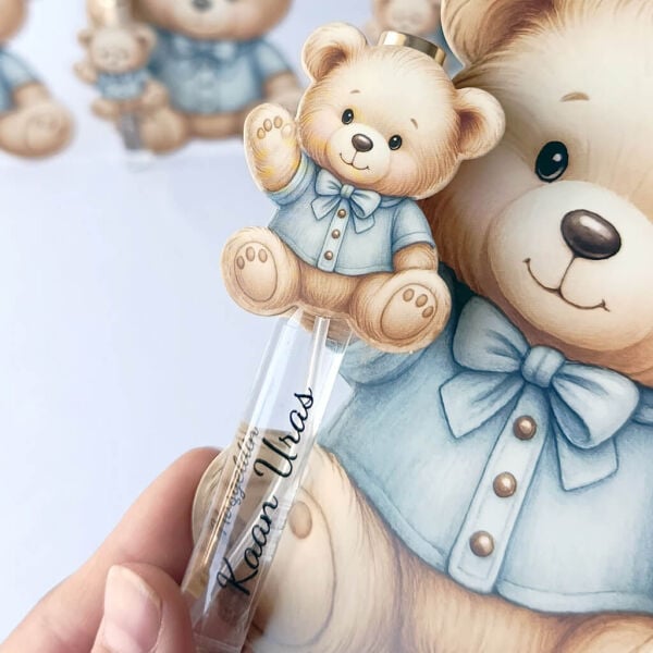 Bebek Şekeri Hediyeliği Bebe-356 Ayıcıklı Sprey Kapaklı Cam Şişe