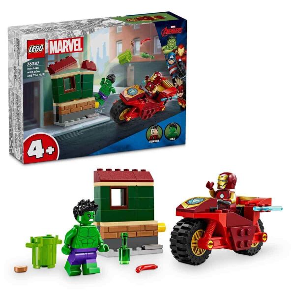 LEGO Marvel Motosikletli Iron Man ve Hulk Yapım Oyuncak Seti LMV-76287