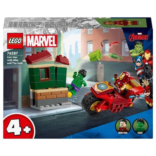 LEGO Marvel Motosikletli Iron Man ve Hulk Yapım Oyuncak Seti LMV-76287