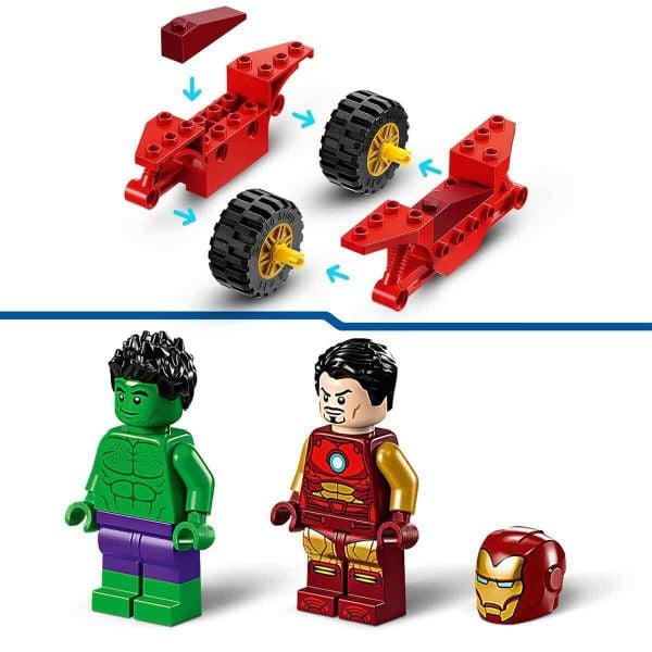 LEGO Marvel Motosikletli Iron Man ve Hulk Yapım Oyuncak Seti LMV-76287