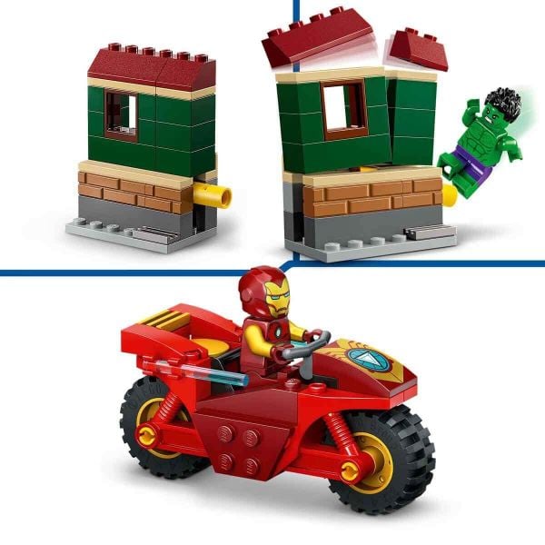 LEGO Marvel Motosikletli Iron Man ve Hulk Yapım Oyuncak Seti LMV-76287