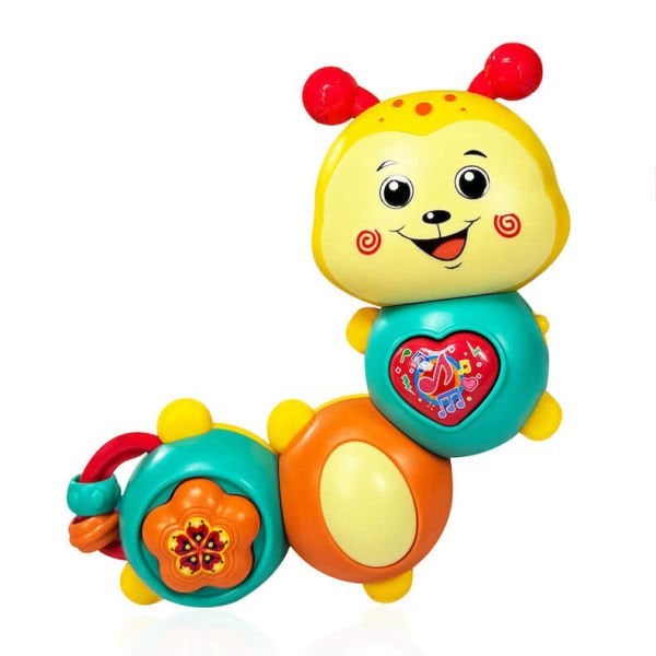 Işıklı ve Müzikli Hareketli Parçalar Sarı Suratlı Tırtıl Bebek Piyanosu VR-855-142A