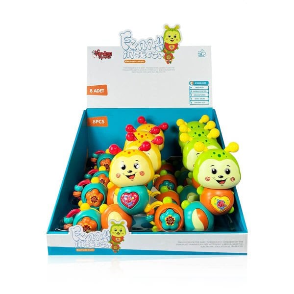 Işıklı ve Müzikli Hareketli Parçalar Sarı Suratlı Tırtıl Bebek Piyanosu VR-855-142A