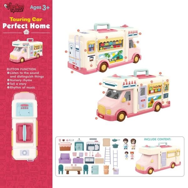 Sesli Aksesuarlı Açılıp Katlanabilir Oyuncak Karavan VR-G0021