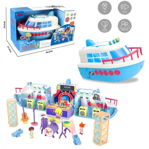 Sesli Aksesuarlı Açılıp Katlanabilir Oyuncak Parti Teknesi GB0512