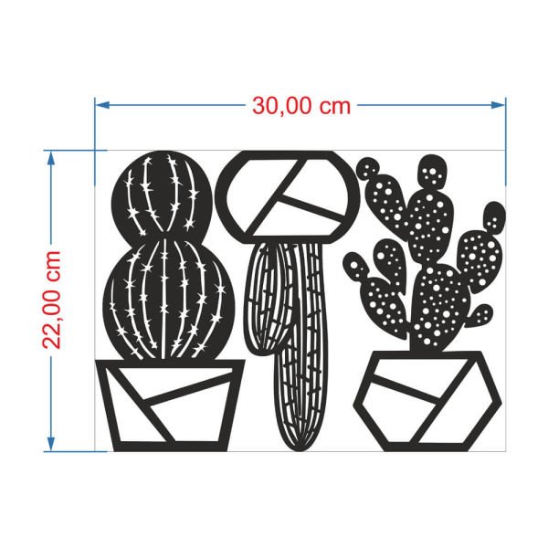 MDF Tablo Dekoratif 3'lü Kaktüs 2 MDF-16 30x22 cm - 9mm