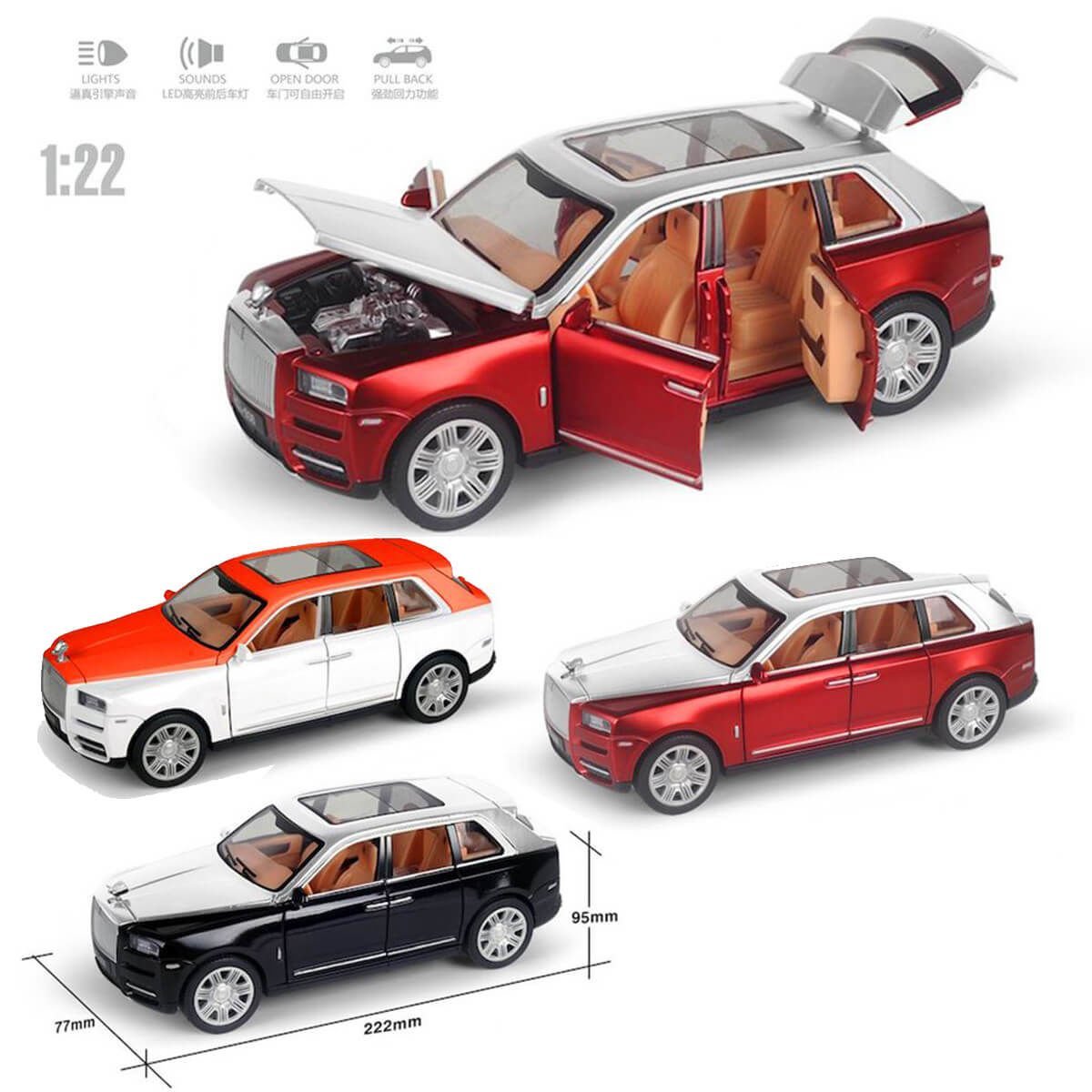 Çek Bırak 1:22 Ölçek 22 cm Sesli ve Işıklı Oyuncak Suv Araba HCL-806A