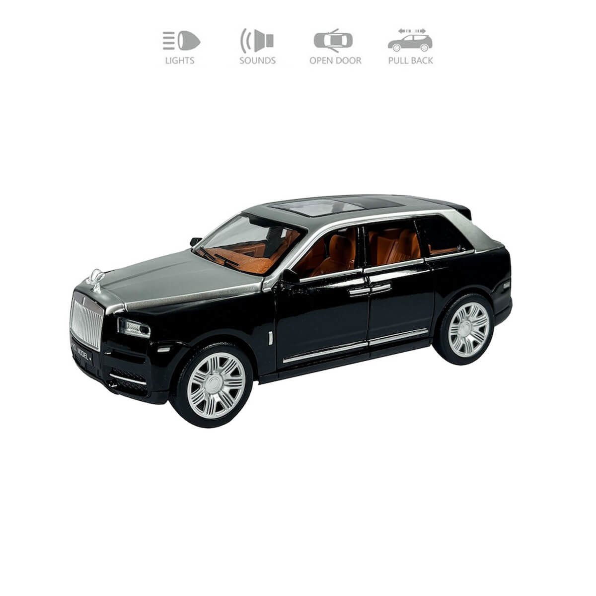 Çek Bırak 1:22 Ölçek 22 cm Sesli ve Işıklı Oyuncak Suv Araba HCL-806A Siyah