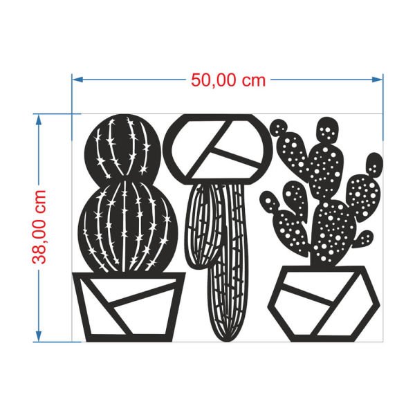MDF Tablo Dekoratif 3'lü Kaktüs 2 MDF-16 50x38 cm - 9mm
