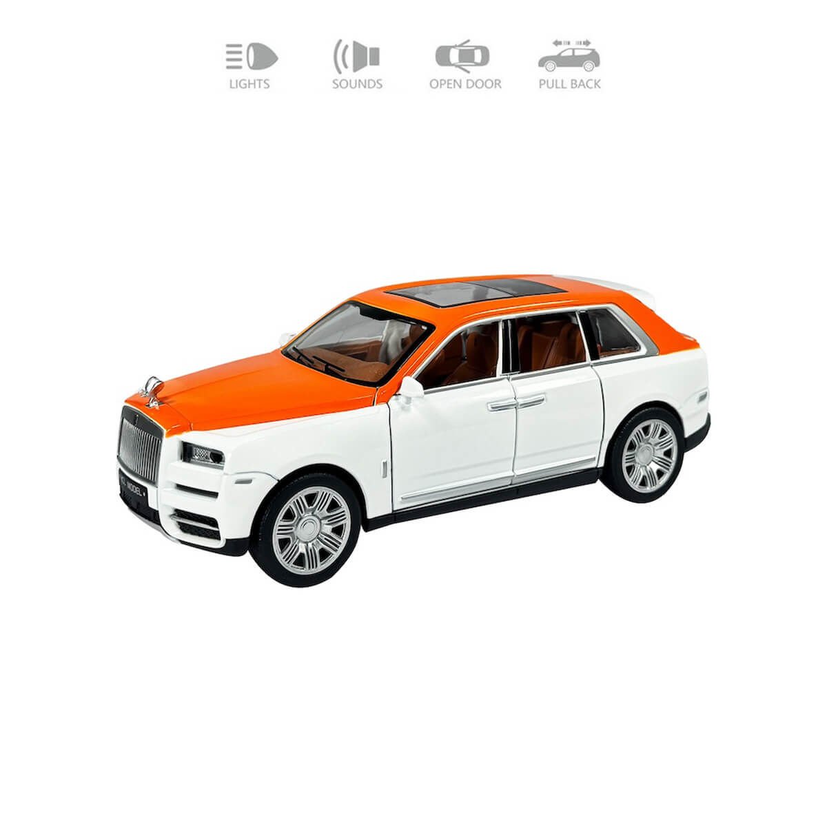 Çek Bırak 1:22 Ölçek 22 cm Sesli ve Işıklı Oyuncak Suv Araba HCL-806A Beyaz