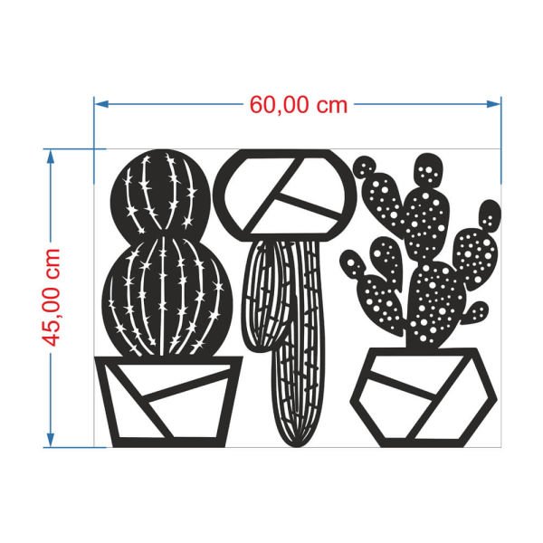 MDF Tablo Dekoratif 3'lü Kaktüs 2 MDF-16 60x45 cm - 3mm