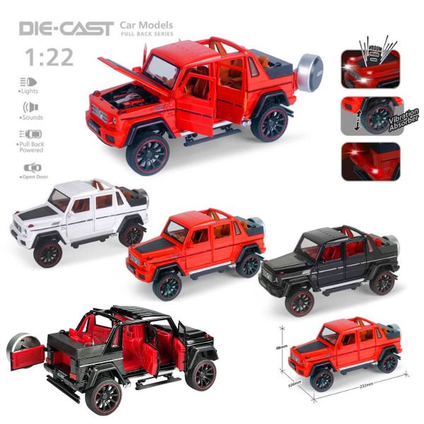 Çek Bırak 1:22 Ölçek 23 cm Sesli ve Işıklı Oyuncak Jeep Araba HCL-902A Siyah