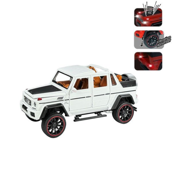 Çek Bırak 1:22 Ölçek 23 cm Sesli ve Işıklı Oyuncak Jeep Araba HCL-902A Beyaz
