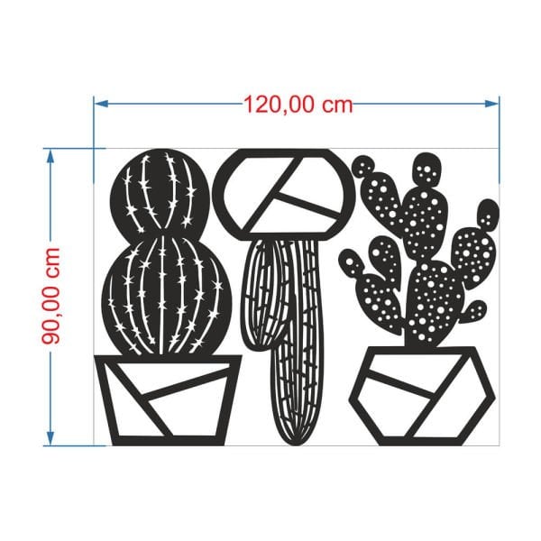 MDF Tablo Dekoratif 3'lü Kaktüs 2 MDF-16 120x90 cm - 3mm