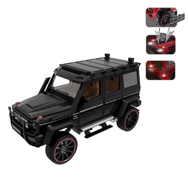 Çek Bırak 1:22 Ölçek 22 cm Sesli ve Işıklı Oyuncak Jeep Modeli HCL-901A Siyah