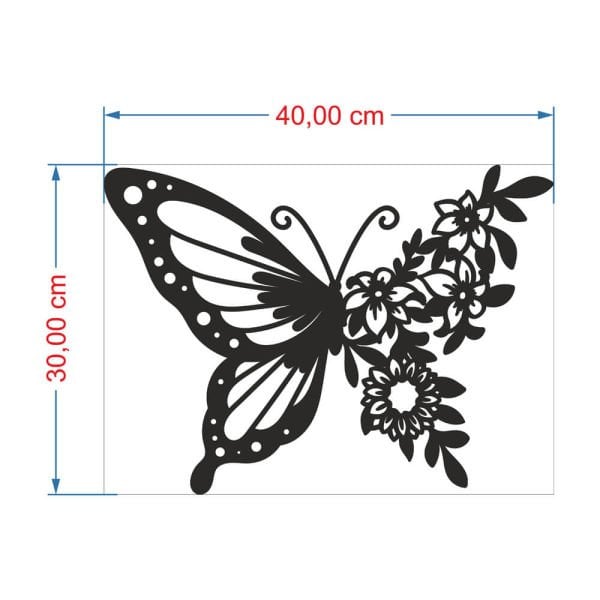 MDF Tablo Çiçek Kanatlı Kelebek MDF-6 40x30 cm - 3mm