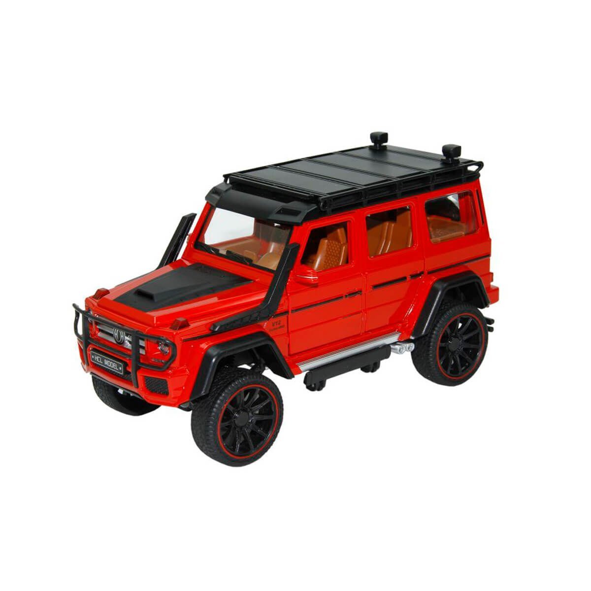 Çek Bırak 1:22 Ölçek 22 cm Sesli ve Işıklı Oyuncak Jeep Modeli HCL-901A Kırmızı