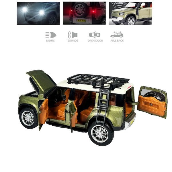 Çek Bırak 1:22 Ölçek 21 cm Sesli ve Işıklı Oyuncak Safari Jeep HCL-910A Yeşil