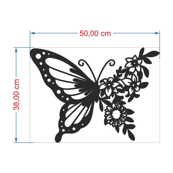 MDF Tablo Çiçek Kanatlı Kelebek MDF-6 50x38 cm - 3mm