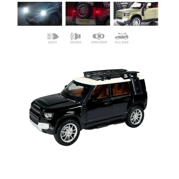 Çek Bırak 1:22 Ölçek 21 cm Sesli ve Işıklı Oyuncak Safari Jeep HCL-910A Siyah
