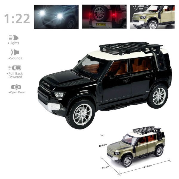 Çek Bırak 1:22 Ölçek 21 cm Sesli ve Işıklı Oyuncak Safari Jeep HCL-910A Siyah