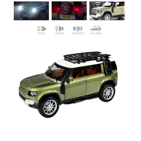 Çek Bırak 1:22 Ölçek 21 cm Sesli ve Işıklı Oyuncak Safari Jeep HCL-910A Yeşil