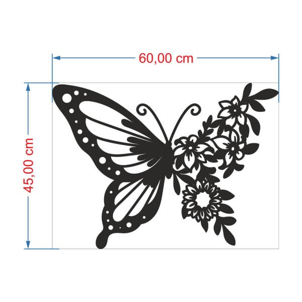 MDF Tablo Çiçek Kanatlı Kelebek MDF-6 60x45 cm - 3mm