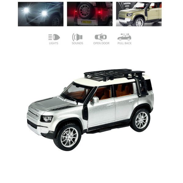 Çek Bırak 1:22 Ölçek 21 cm Sesli ve Işıklı Oyuncak Safari Jeep HCL-910A Gri