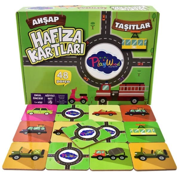 Eğitici Oyuncak 48 Parça Ahşap Taşıtlar Hafıza Kartları ONY-08