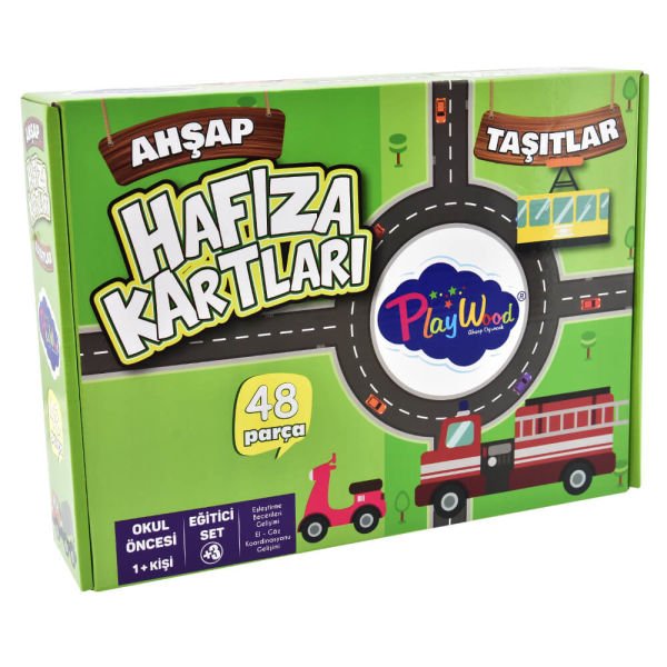 Eğitici Oyuncak 48 Parça Ahşap Taşıtlar Hafıza Kartları ONY-08