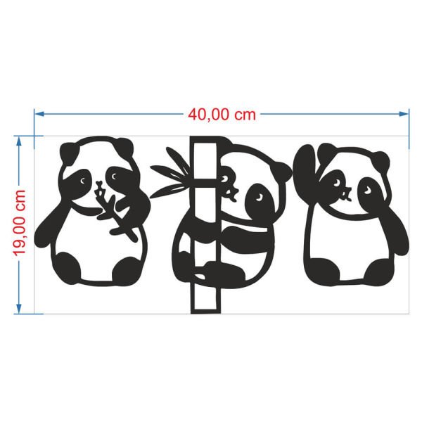 MDF Tablo Dekoratif 3 Yavru Panda MDF-2 40x19 cm - 9mm
