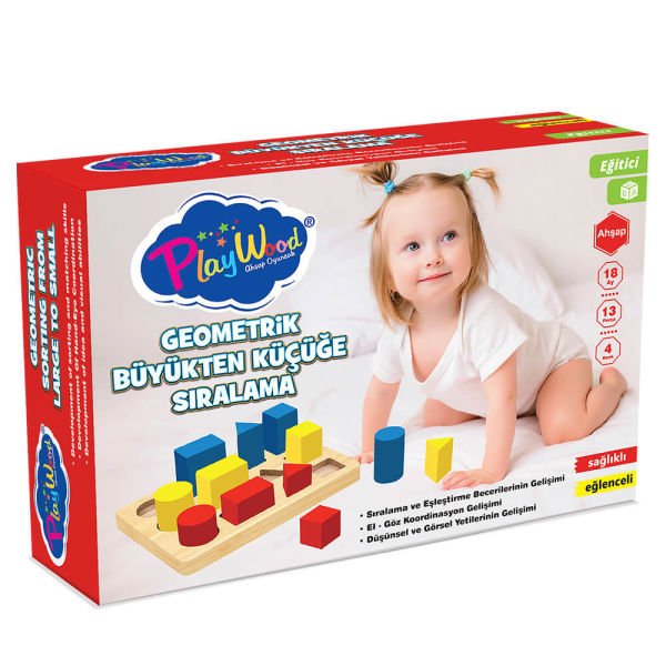Eğitici Oyuncak Ahşap Geometrik Cisimler Büyükten Küçüğe Sırlama ONY-314