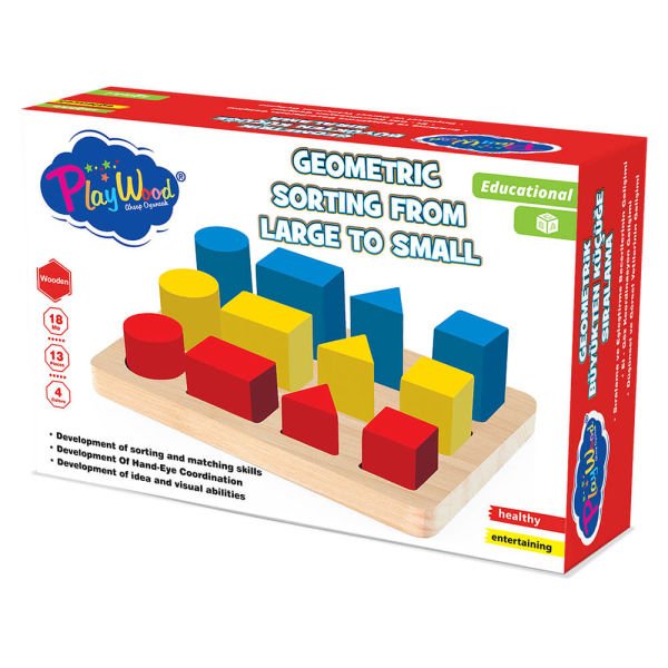 Eğitici Oyuncak Ahşap Geometrik Cisimler Büyükten Küçüğe Sırlama ONY-314
